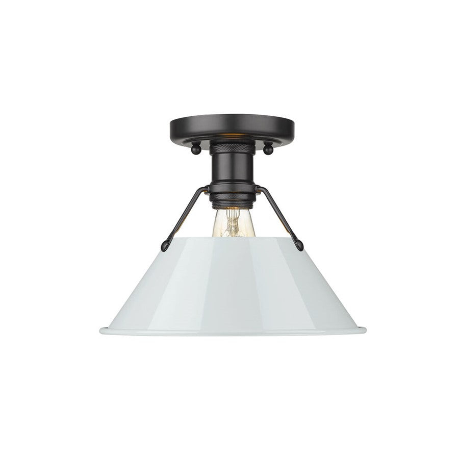 Golden Orwell 1-Light Flush Mount, Matte Black/Dusky Blue - 3306-FMBLK-DB
