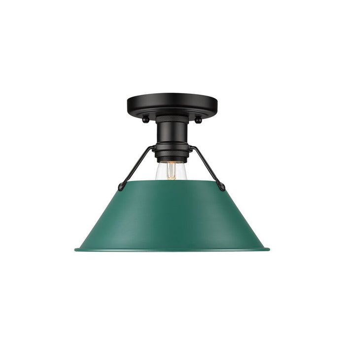 Golden Orwell 1-Light Flush Mount, Matte Black/Pine Green - 3306-FMBLK-GN