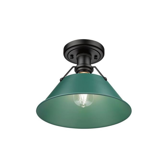 Golden Orwell 1-Light Flush Mount, Matte Black/Pine Green