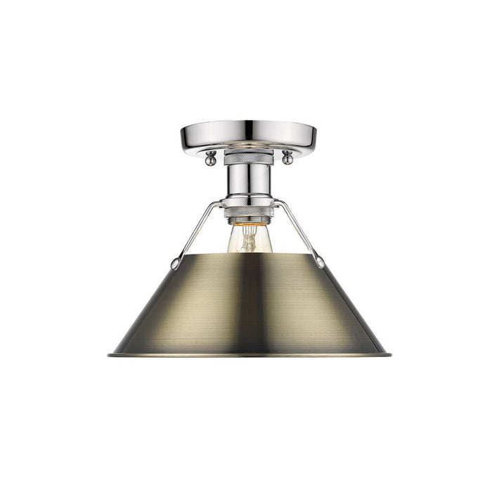Golden Lighting Orwell 1-Light Flush Mount, Chrome/Aged Brass - 3306-FMCH-AB