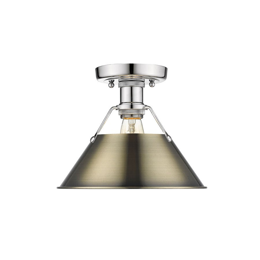 Golden Lighting Orwell 1-Light Flush Mount, Chrome/Aged Brass - 3306-FMCH-AB