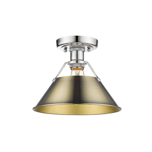 Golden Lighting Orwell 1-Light Flush Mount, Chrome/Aged Brass