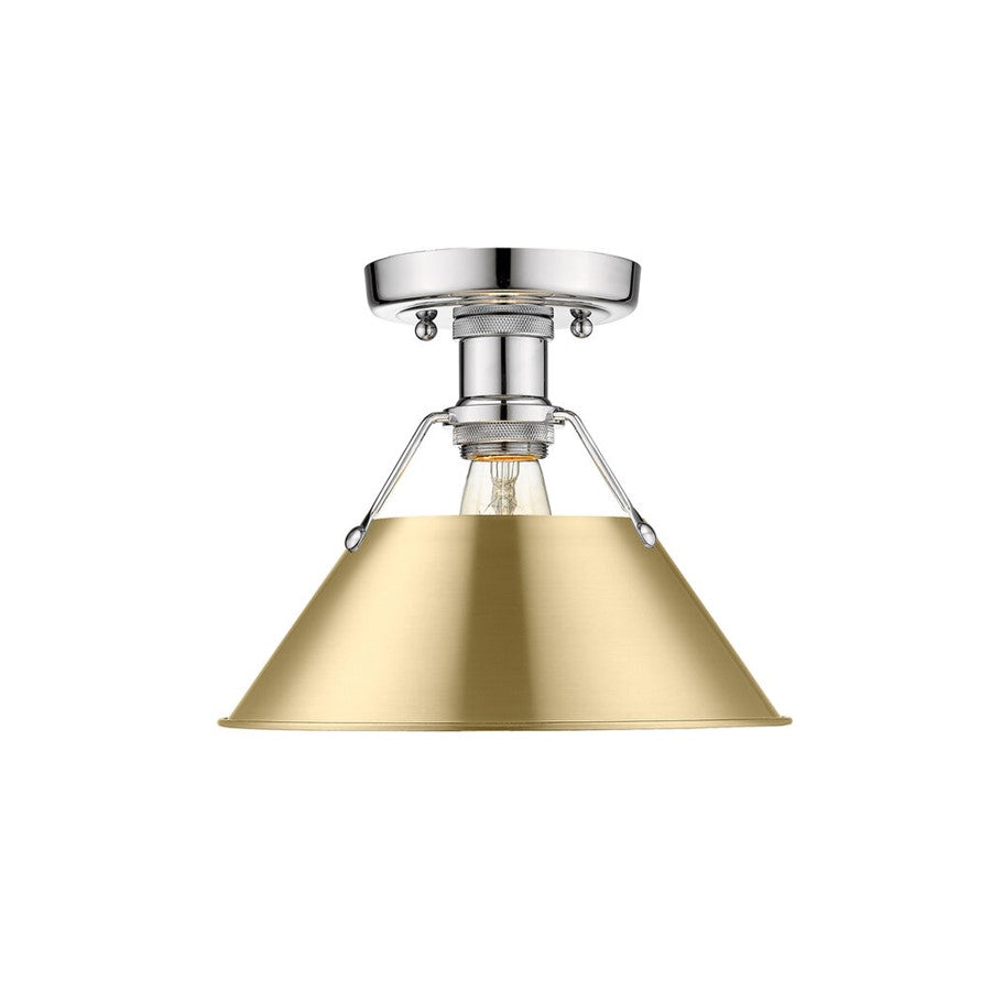 Golden Orwell 1-Lt Flush Mount, Chrome/Brushed Champagne Bronze - 3306-FMCH-BCB