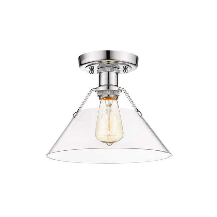 Golden Lighting Orwell 1-Light Flush Mount, Chrome/Clear Glass