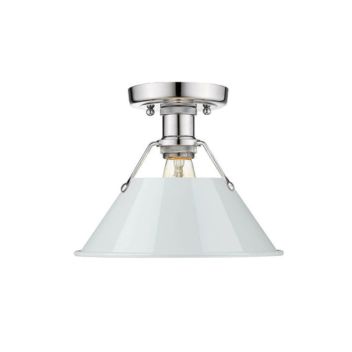 Golden Lighting Orwell 1-Light Flush Mount, Chrome/Dusky Blue - 3306-FMCH-DB