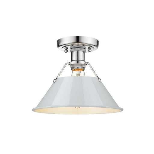 Golden Lighting Orwell 1-Light Flush Mount, Chrome/Dusky Blue