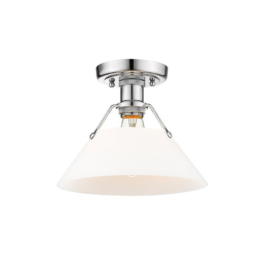Golden Lighting Orwell 1-Light Flush Mount, Chrome/Opal Glass