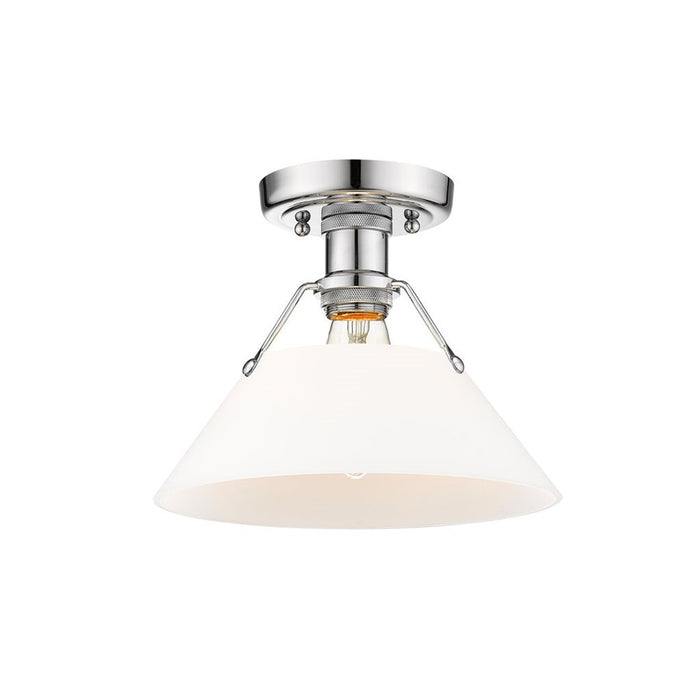 Golden Lighting Orwell 1-Light Flush Mount, Chrome/Opal Glass