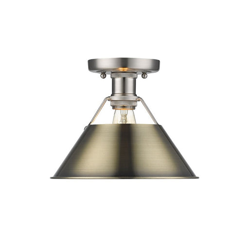Golden Lighting Orwell 1-Light Flush Mount, Pewter/Aged Brass - 3306-FMPW-AB