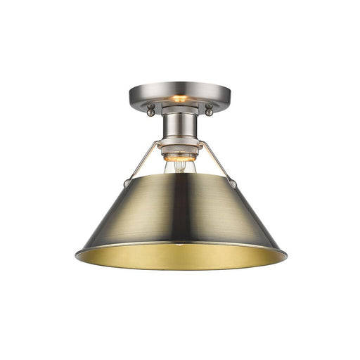 Golden Lighting Orwell 1-Light Flush Mount, Pewter/Aged Brass