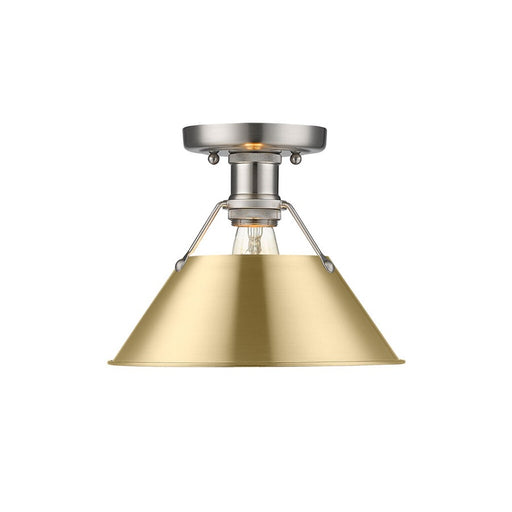 Golden Orwell 1-Lt Flush Mount, Pewter/Brushed Champagne Bronze - 3306-FMPW-BCB