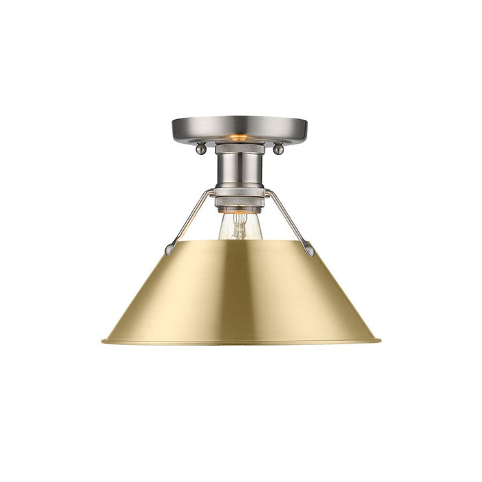 Golden Orwell 1-Lt Flush Mount, Pewter/Brushed Champagne Bronze - 3306-FMPW-BCB