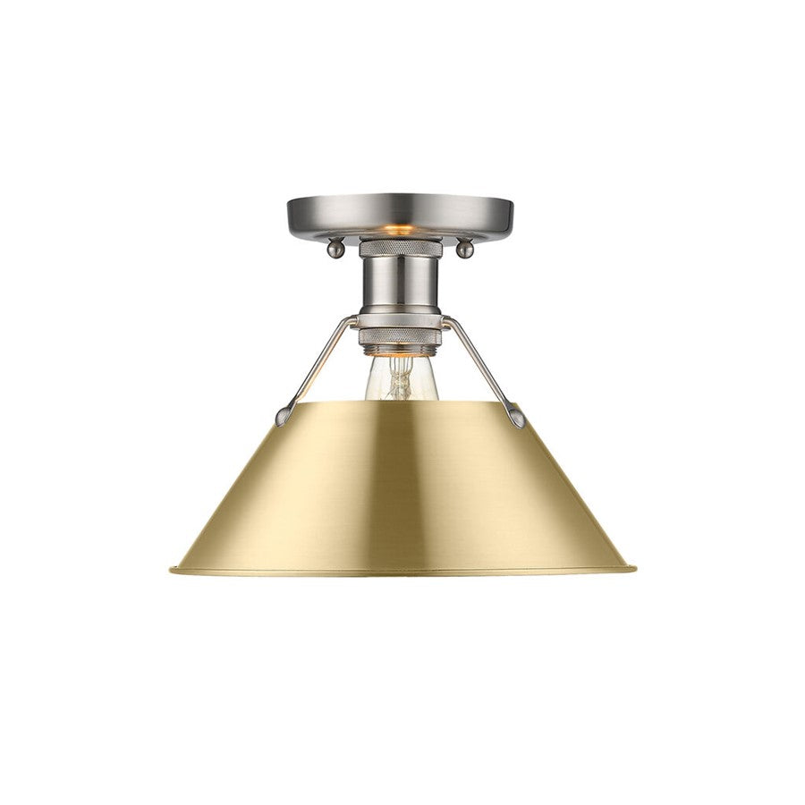 Golden Orwell 1-Lt Flush Mount, Pewter/Brushed Champagne Bronze - 3306-FMPW-BCB
