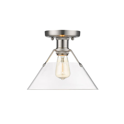Golden Lighting Orwell 1-Light Flush Mount, Pewter/Clear Glass - 3306-FMPW-CLR
