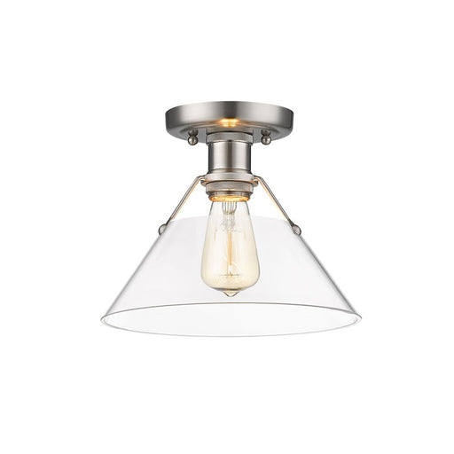 Golden Lighting Orwell 1-Light Flush Mount, Pewter/Clear Glass
