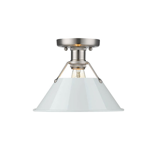 Golden Lighting Orwell 1-Light Flush Mount, Pewter/Dusky Blue - 3306-FMPW-DB