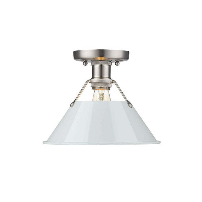Golden Lighting Orwell 1-Light Flush Mount, Pewter/Dusky Blue - 3306-FMPW-DB