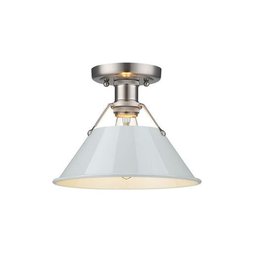 Golden Lighting Orwell 1-Light Flush Mount, Pewter/Dusky Blue