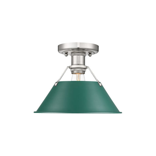 Golden Lighting Orwell 1-Light Flush Mount, Pewter/Pine Green - 3306-FMPW-GN