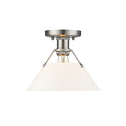 Golden Lighting Orwell 1-Light Flush Mount, Pewter/Opal Glass - 3306-FMPW-OP