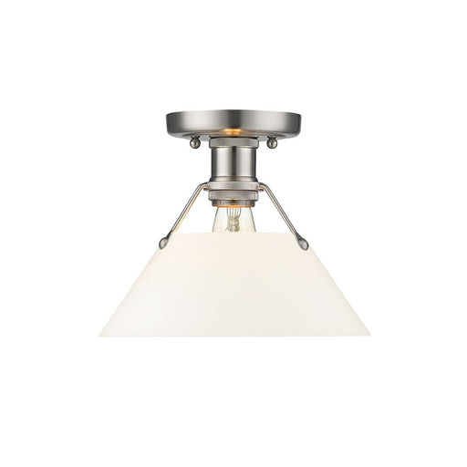 Golden Lighting Orwell 1-Light Flush Mount, Pewter/Opal Glass - 3306-FMPW-OP