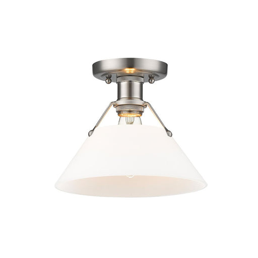 Golden Lighting Orwell 1-Light Flush Mount, Pewter/Opal Glass