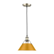 Golden Lighting Orwell 14in 1-Light Pendant | Industrial Aged Brass and Auric Yellow Steel | Kitchen Island & Dining Room | Model 3306-L AB-AY