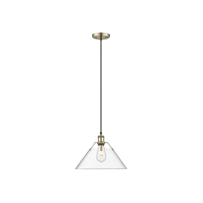 Golden Orwell 14" Wide Large Pendant, Aged Brass/Clear Glass - 3306-LAB-CLR