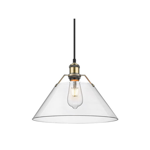 Golden Orwell 14" Wide Large Pendant, Aged Brass/Clear Glass