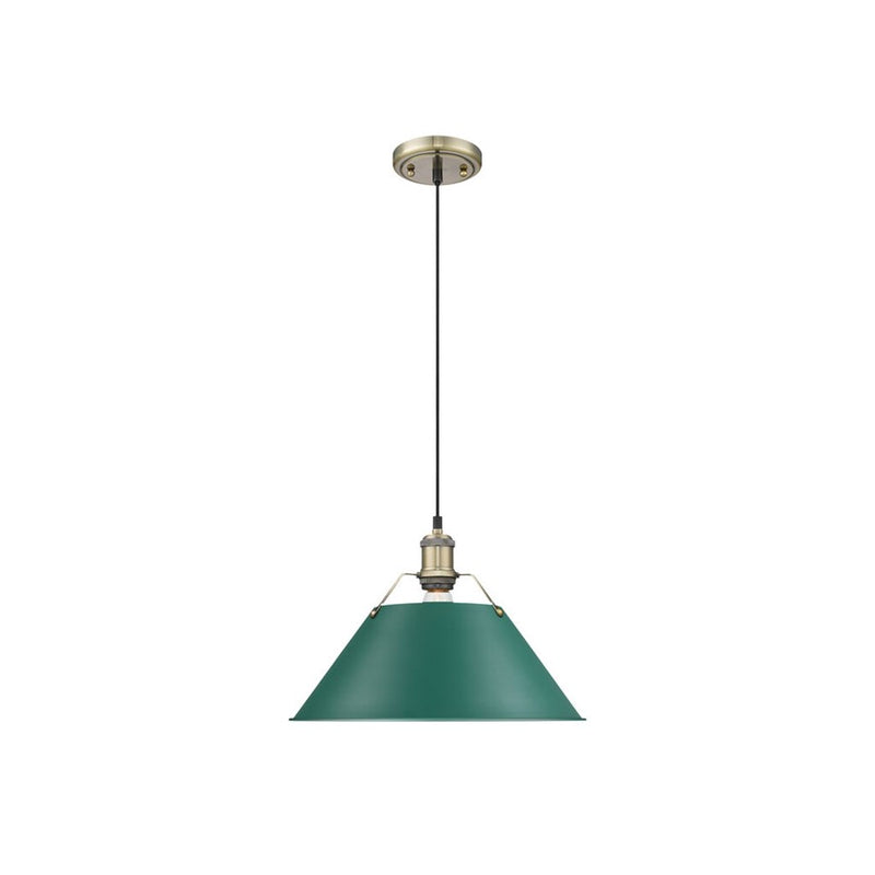 Golden Orwell 14" Wide Large Pendant, Aged Brass/Pine Green - 3306-LAB-GN