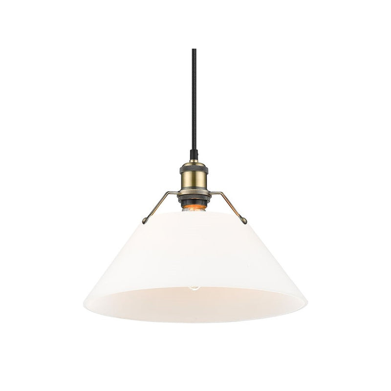 Golden Orwell 14" Wide Large Pendant, Aged Brass/Opal Glass