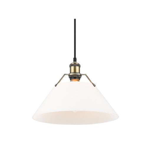 Golden Orwell 14" Wide Large Pendant, Aged Brass/Opal Glass