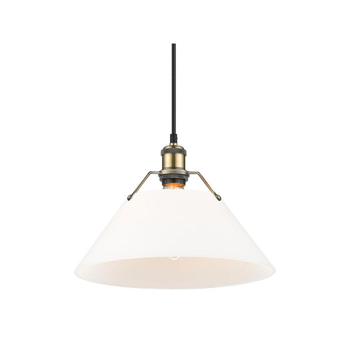 Golden Orwell 14" Wide Large Pendant, Aged Brass/Opal Glass