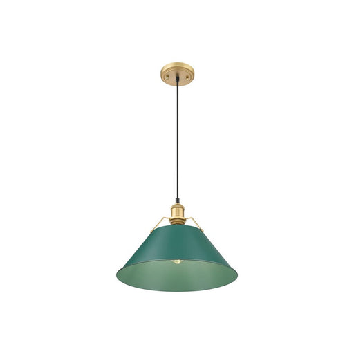 Golden Orwell 14" Wide Large Pendant, Champagne Bronze/Pine Green