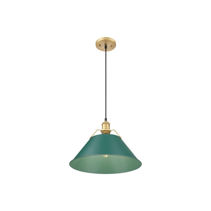 Golden Orwell 14" Wide Large Pendant, Champagne Bronze/Pine Green