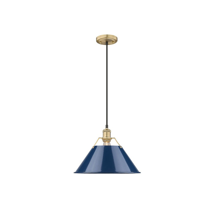 Golden Orwell 14" Wide Large Pendant, Champ Bronze/Matte Navy - 3306-LBCB-NVY