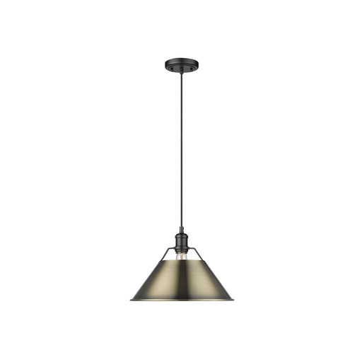 Golden Orwell 14" Wide Large Pendant, Matte Black/Aged Brass - 3306-LBLK-AB