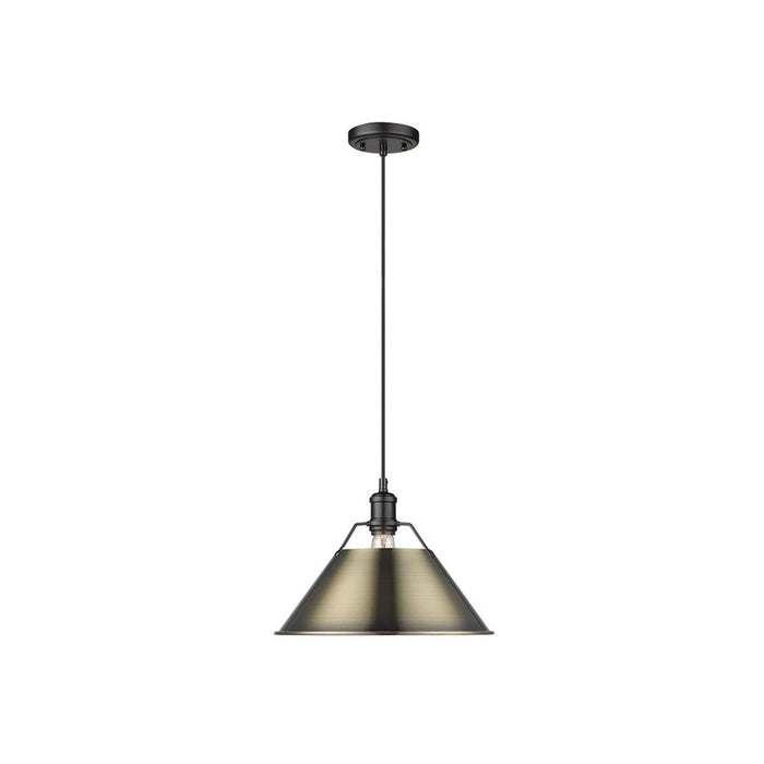 Golden Orwell 14" Wide Large Pendant, Matte Black/Aged Brass - 3306-LBLK-AB