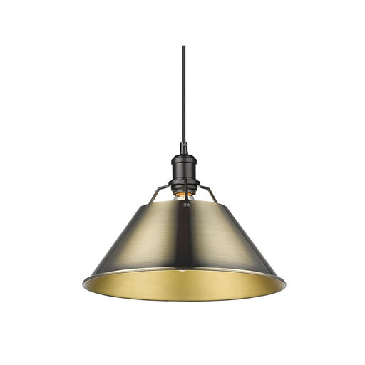 Golden Orwell 14" Wide Large Pendant, Matte Black/Aged Brass