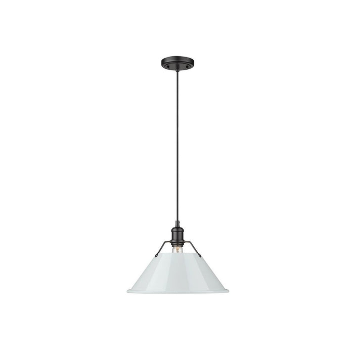 Golden Orwell 14" Wide Large Pendant, Matte Black/Dusky Blue - 3306-LBLK-DB