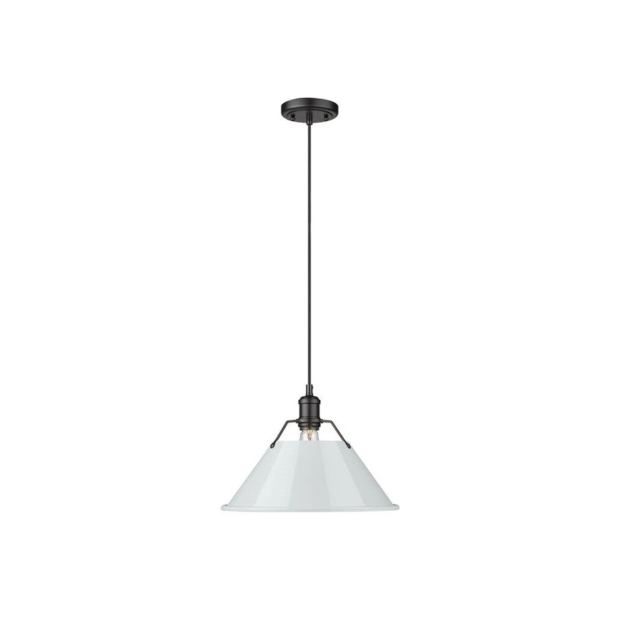 Golden Orwell 14" Wide Large Pendant, Matte Black/Dusky Blue - 3306-LBLK-DB