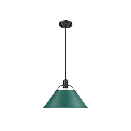 Golden Orwell 14" Wide Large Pendant, Matte Black/Pine Green - 3306-LBLK-GN