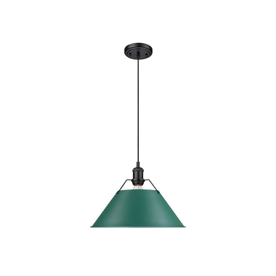 Golden Orwell 14" Wide Large Pendant, Matte Black/Pine Green - 3306-LBLK-GN