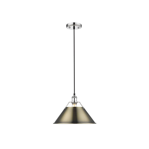 Golden Lighting Orwell 14" Wide Large Pendant, Chrome/Aged Brass - 3306-LCH-AB