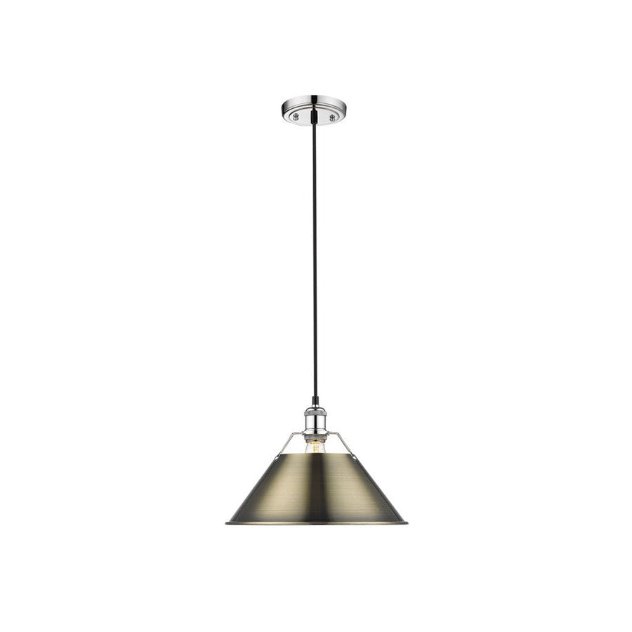 Golden Lighting Orwell 14" Wide Large Pendant, Chrome/Aged Brass - 3306-LCH-AB