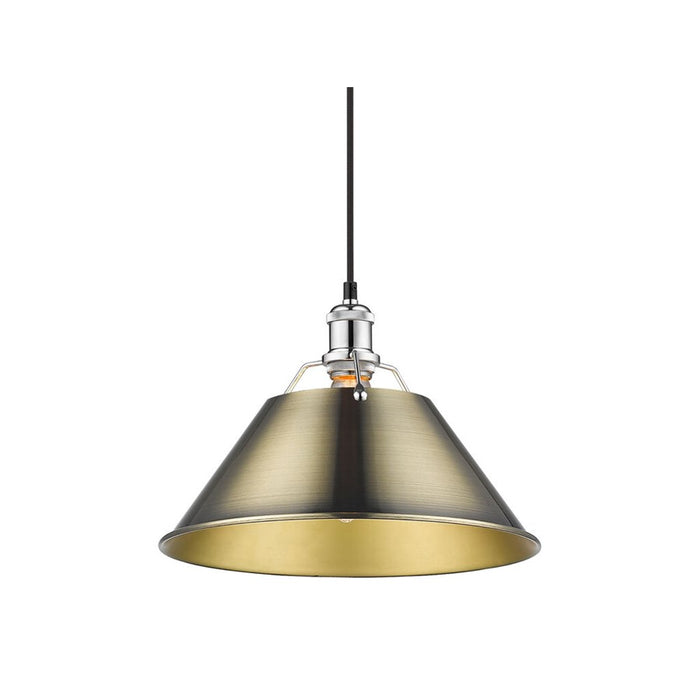 Golden Lighting Orwell 14" Wide Large Pendant, Chrome/Aged Brass