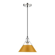 Golden Lighting Orwell 14in 1-Light Pendant | Industrial Chrome and Auric Yellow Steel | Kitchen Island & Dining Room | Model 3306-L CH-AY