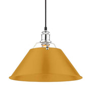 Golden Lighting Orwell 14in 1-Light Pendant | Industrial Chrome and Auric Yellow Steel | Kitchen Island & Dining Room | Model 3306-L CH-AY