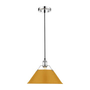 Golden Lighting Orwell 14in 1-Light Pendant | Industrial Chrome and Auric Yellow Steel | Kitchen Island & Dining Room | Model 3306-L CH-AY