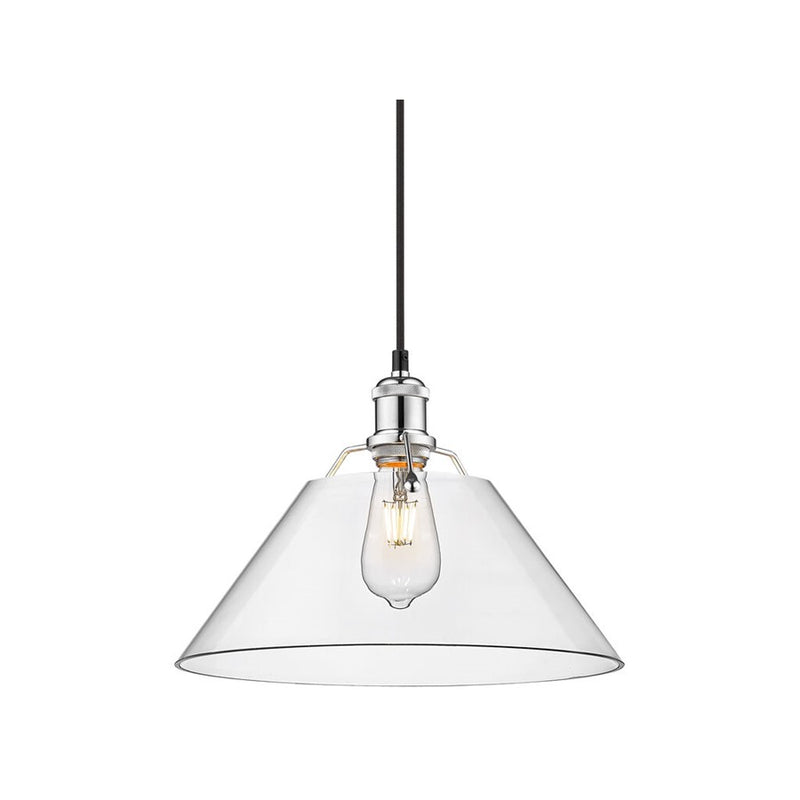 Golden Lighting Orwell 14" Wide Large Pendant, Chrome/Clear Glass